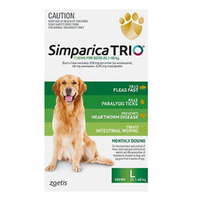 Simparica Trio Flea & Tick Control for Dogs 20.1-40kg Green 3 Pack