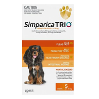 Simparica Trio Flea & Tick Control for Small Dogs 5.1-10kg Orange 3 Pack