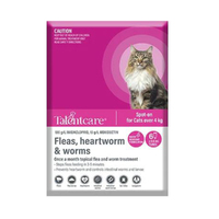 TalentCare Flea Heartworm & Worm Spot-on for Cats Over 4kg 6 Pack (W)