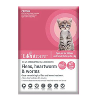 TalentCare Flea Heartworm & Worm Spot-on for Kittens & Cats Up to 4kg 6 Pack (W)
