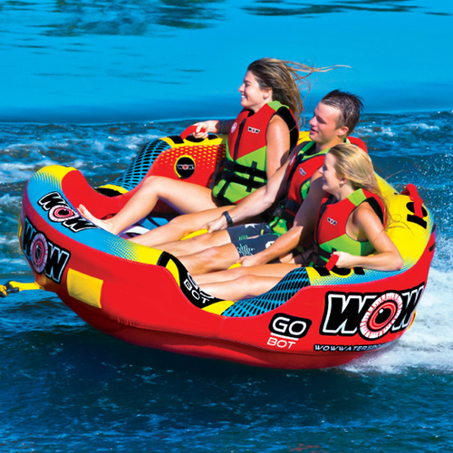 Wow Watersports Go Bot 3 Person Inflatable Towable Water Ski Tube 18-1050