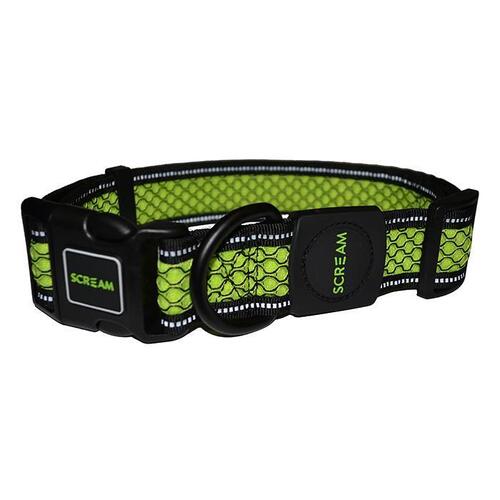 Scream Reflective Adjustable Dog Collar Loud Green Medium 2.5 x 35-51cm
