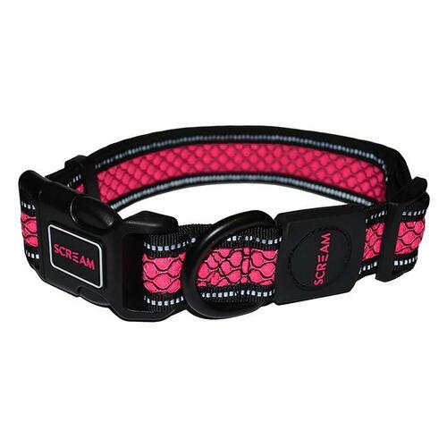 Scream Reflective Adjustable Dog Collar Loud Pink Large 3.2 x 42-66cm