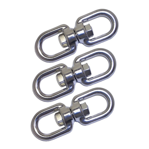 3 PACK BRIDCO SWIVEL STAINLESS STEEL EYE/EYE 6MM, 8MM OR 10MM
