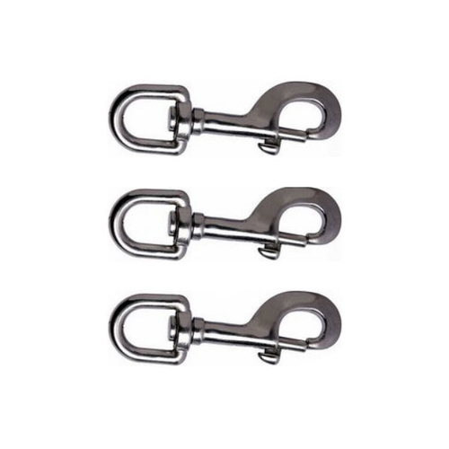 3 PACK BRIDCO BOLT SNAP HOOK STAINLESS STEEL SWIVEL EYE - 90MM (A-2325)