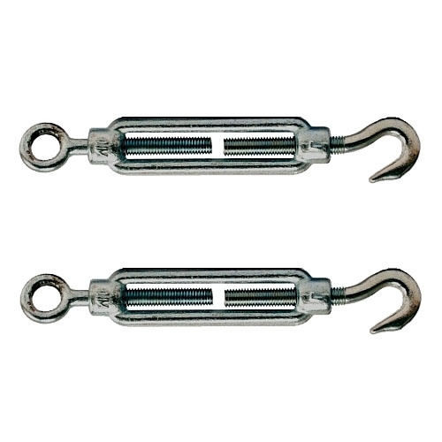 2 PACK ANSCO TURNBUCKLE HOOK/EYE GALVANISED (6MM - 16MM) (A-2545)