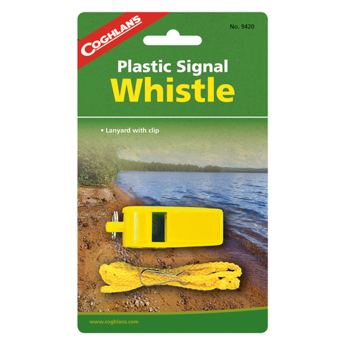 COGHLANS PLASTIC SIGNAL WHISTLE - INCLUDES LANYARD WITH A CLIP (COG 9420)