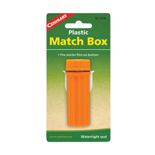 COGHLANS PLASTIC MATCH BOX - HIGH-VISIBILITY ORANGE PLASTIC (COG 8746)