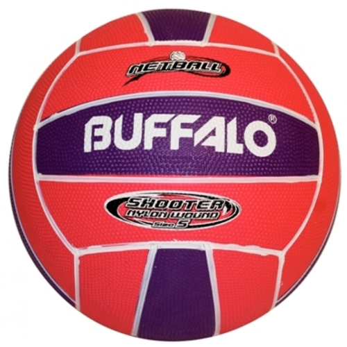 BUFFALO SPORTS SHOOTER NETBALL - SIZES 4 / 5 - NYLON WOUND TO RETAIN SHAPE