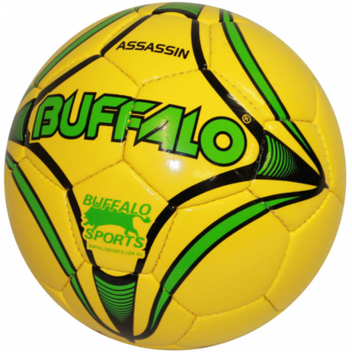 BUFFALO SPORTS ASSASSINS TPU SOCCER BALL - SIZES 4 / 5 - WHITE OR YELLOW