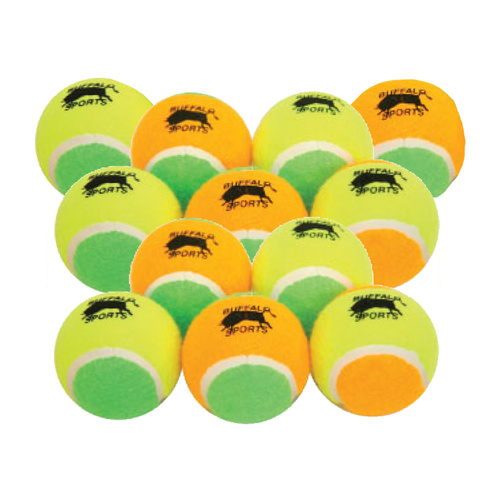BUFFALO SPORTS LOW COMPRESSION JUNIOR COACH TENNIS BALLS - 1 DOZEN (TENN058x12)