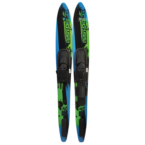 TEST PILOT SHAPED ADULT COMBO WATER SKIS - ADJUSTABLE BINDINGS - 60" LENGTH