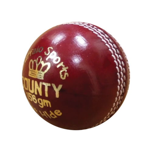 BUFFALO SPORTS COUNTY CRICKET BALL - RED - 156GM - 2 PIECE LEATHER (CRICK392)