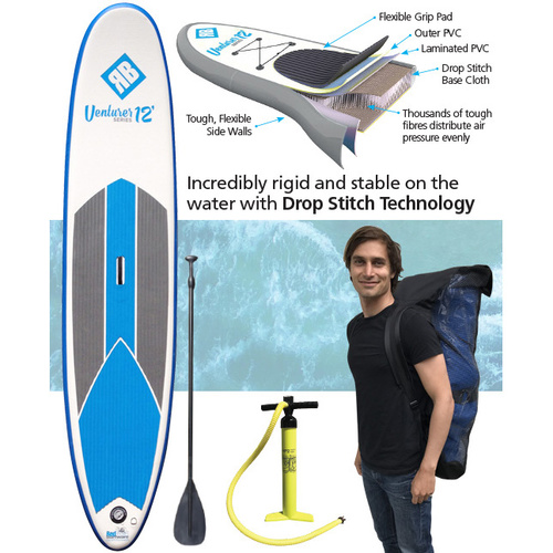 REDBACK VENTURER ADULT 12 FOOT INFLATABLE STAND UP PADDLE BOARD + ACCESSORIES