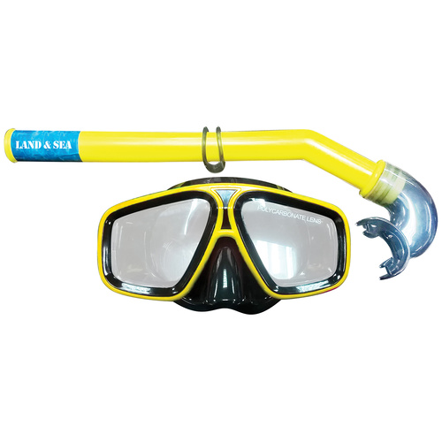NEW LAND & SEA ROCKPOOL KIDS TWIN LENS MASK & SNORKEL SET - SILITEX SKIRT
