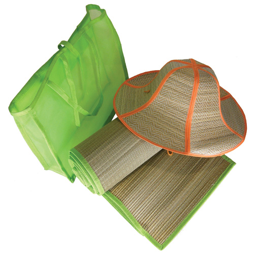 LAND & SEA BEACH HAT & MAT IN A MESH CARRY BAG SUN PROTECTION SAND