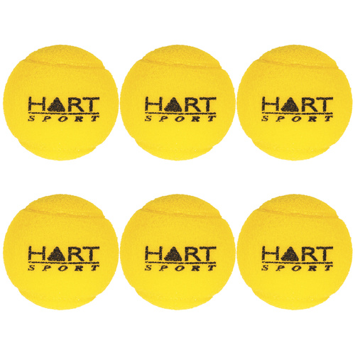 6 PACK HART SOFT FOAM BALLS - YELLOW UNCOATED FOAM BALLS