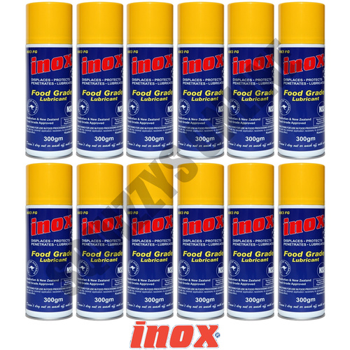 12 x INOX MX3 FOOD GRADE LUBRICANT 300GM HEAVY DUTY AEROSOL SPRAY (MG-44223x12)