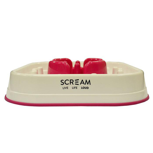 Scream Slow Feed Interactive Pet Dog Bowl Loud Pink