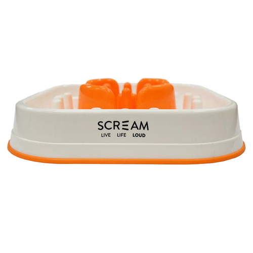 Scream Slow Feed Interactive Pet Dog Bowl Loud Orange
