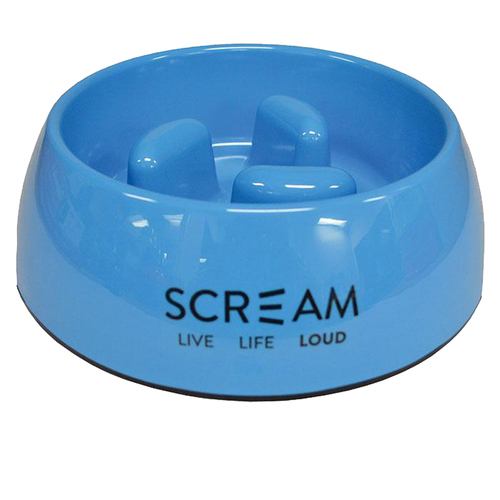 Scream Round Slow-Down Pillar Dog Bowl Loud Blue 750ml