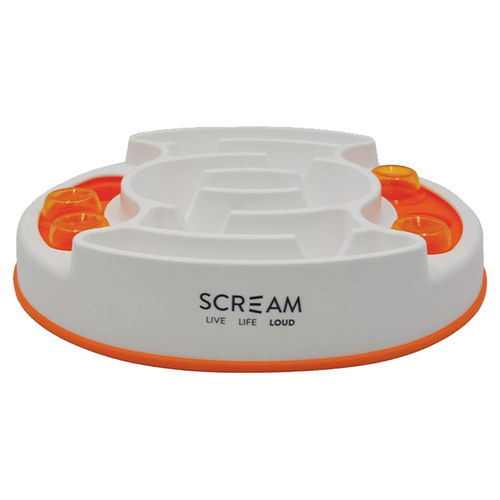 Scream Slow Feed Interactive Puzzle Dog Bowl Loud Orange