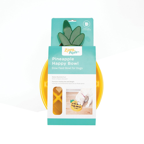 Zippy Paws Pineapple Happy Dog Bowl Slow Feeder 20 x 33cm