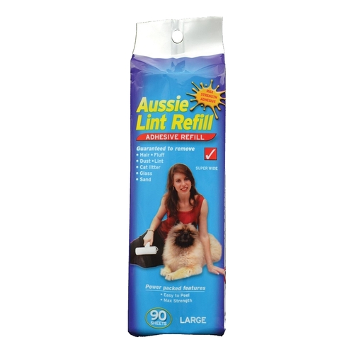 Aussie Lint Roller Fluff Dust Glass Sand & Pet Hair Remover Refill Large