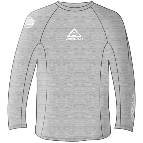 NEW ADRENALIN MENS SURF LONG SLEEVE LYCRA GREY RASH TOP - UPF 50+ RATING
