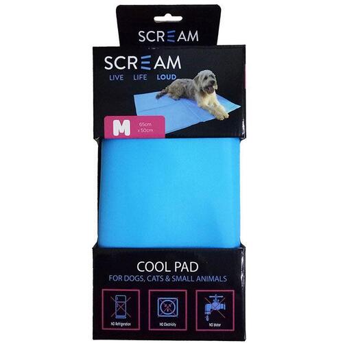 Scream Cool Pad Pet Cooling Mat for Dogs Cats & Small Animals Loud Blue Medium