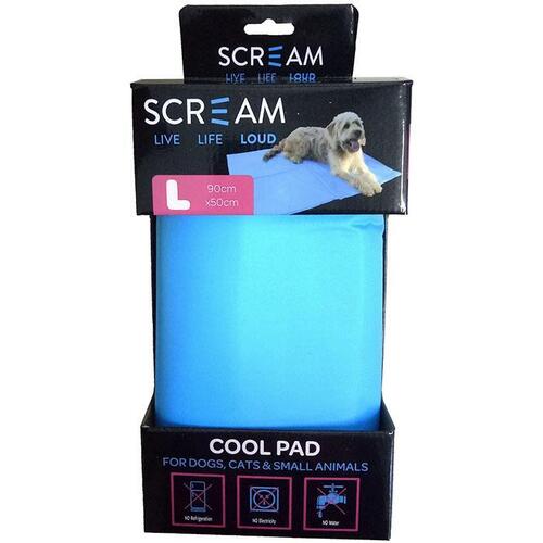 Scream Cool Pad Pet Cooling Mat for Dogs Cats & Small Animals Loud Blue Large