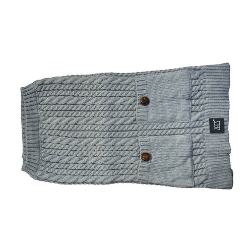 Zeez Cable Knitted Indoor Dog Sweater Grey Large 39cm