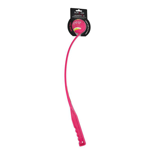 Scream Ball Launcher Throw & Fetch Dog Toy Loud Pink 65cm