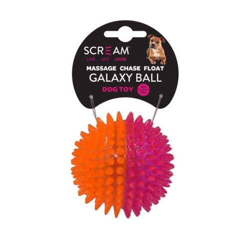 Scream Galaxy Ball Interactive Dog Toy Medium Loud Pink/Orange