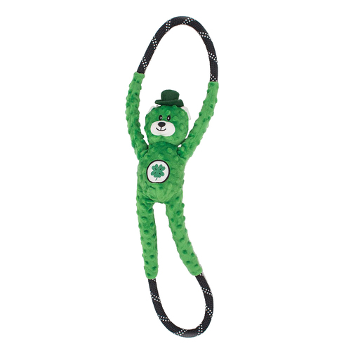 Zippy Paws RopeTugz St Patricks Lucky Bear Interactive Play Durable Pet Dog Toy