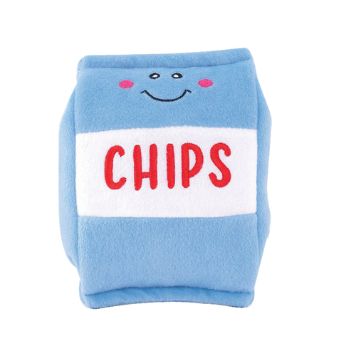 Zippy Paws Nomnomz Chips Interactive Plush Pet Dog Squeaker Toy