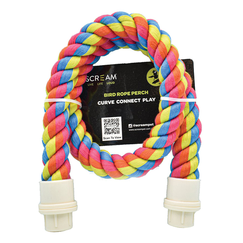 Scream Bird Rope Perch Sturdy Cotton Bird Toy Multicolour XL