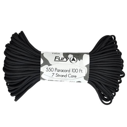 Fury Paracord 7 Strand Core Utility Cord 30m Black (99350)