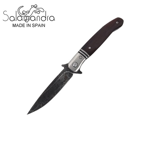 Salamandra Damascus Steel Hardwood Pocket Knife 209mm (A835525)