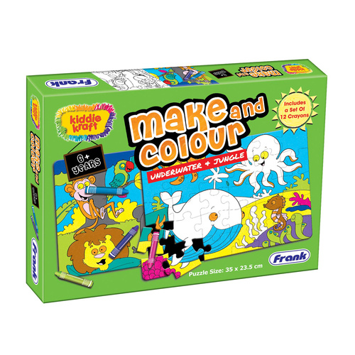 Frank Make & Colour Underwater & Jungle Jigsaw Puzzle 30 & 40 Pieces (AAA23104)