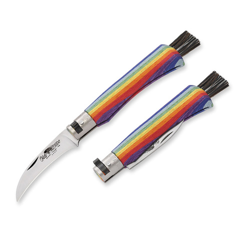 Old Bear Rainbow Mushroom Pocket Knife Laminated Wood Handle (ANT-9387-19-MAK)