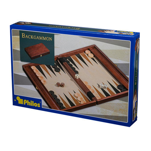 Philos Backgammon Set with Folding Wooden Case Classic Game 14 Inch (BAK1116)