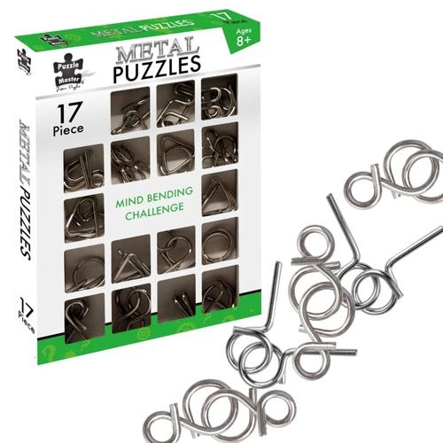 Puzzle Master Metal Puzzles Mind Bending Challenge 17 Pieces