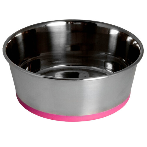 Rogz Slurp Stainless Steel Non-Skid Dog Bowl Pink Small