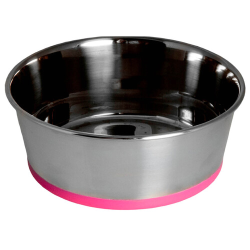 Rogz Slurp Stainless Steel Non-Skid Dog Bowl Pink XL