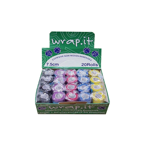 Wrap It Cohesive Non-Woven Bandages 20 Rolls 7.5cm x 4.5m