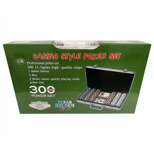 300 Chips Poker Set Casino Style with Aluminum Attache Case