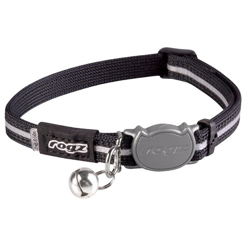 Rogz Alleycat Adjustable Safeloc Cat Collar Black 11mm