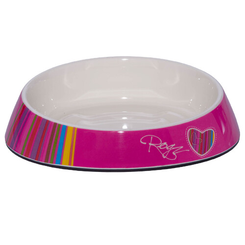 Rogz Fishcake Anti-slip Melamine Cat Bowl Pink Candystripes