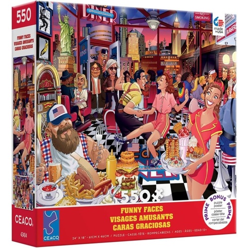 Ceaco Funny Faces USA Jigsaw Puzzle incl Poster 550 Pieces